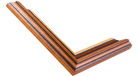 36mm Wide, Walnut (with A Gold Inner Edge) Wood Stain Frame (MLDA174)
