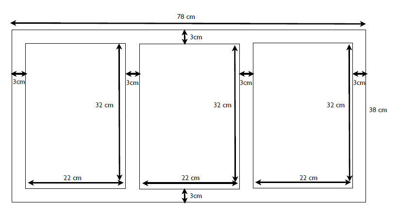 Example of customer supplied mount diagram with several openings for photos